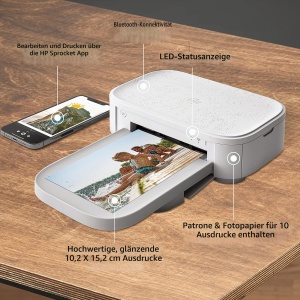 Imprimanta foto HP Sprocket Studio Plus, 4x6 inch, wireless, alb - Img 5
