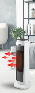 Incalzitor ceramic DOMO DO7347H cu temporizator - Design turn - 2000 W, alb/negru - Img 5