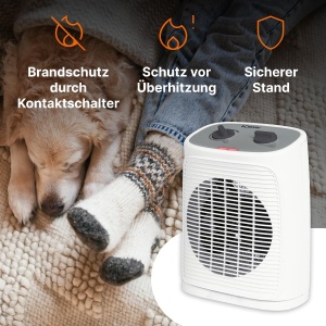 Incalzitor ventilator Bomann(r) cu functie ventilator | Incalzire electrica cu termostat continuu variabil si 2 niveluri de caldura | Incalzitoare radiante oscilante | Incalzitor pentru baie, bucatarie, garaj | HL 6064 CB - Img 4