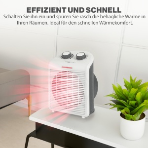 Incalzitor ventilator mobil si compact Clatronic(r) | Incalzitoare cu ventilator 2000W si 1000W | Radiatoare cu functie de ventilator | Incalzitor ventilator mic cu indicator luminos si protectie la supraincalzire | HL 3761 - Img 5