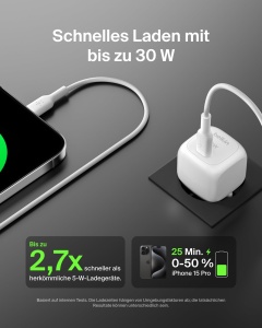 Incarcator compact Belkin BoostCharge, 30 W, USB-C, alb - Img 2