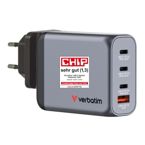 Incarcator GaN Verbatim GNC-100, 100W, 4 porturi USB-C, adaptor de putere