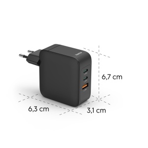 Incarcator rapid 100W GaN cu Power Delivery si Quick Charge 3.0, 3-porturi USB-C USB-A, Negru - Img 5