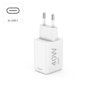 Incarcator rapid Hama 40W, 2x USB-C, alb, compact - Img 2
