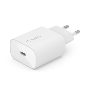 Incarcator rapid USB-C Belkin BoostCharge 25W, alb, compatibil iPhone si Samsung