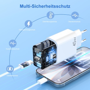 Incarcator rapid YISH 45W USB C, compact, cu cablu tip C de 1m - Img 5