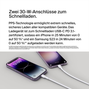 Incarcator USB-C Belkin BoostCharge 60W cu 2 porturi, alb - Img 2
