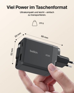 Incarcator USB-C Belkin UltraCharge 45W cu cablu retractabil, 2 porturi - Img 7