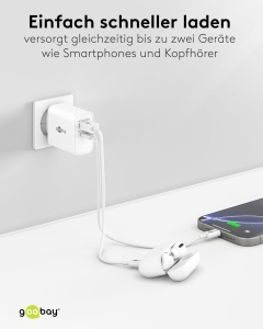 Incarcator USB C goobay 30W, Dual Port, compact, alb - Img 5