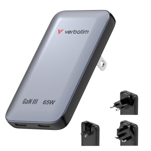 Incarcator Verbatim Essentials Slim GaN 65W, 2 USB-C, Gri
