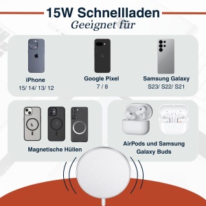 Incarcator wireless Grundig 15W, design magnetic, USB Type-C, argintiu - Img 4