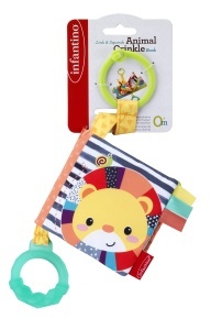 Infantino Link Crinkle IN005362 Carte din material textil cu inel pentru dentitie