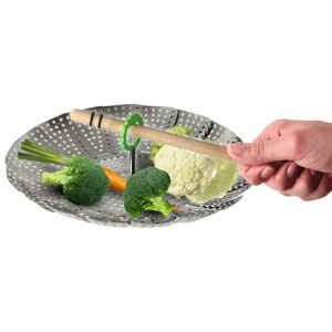 Insertie pentru abur Fackelmann O 24 cm, Insertie pentru abur, Cratita cu insertie pentru abur, Insertie pentru sita pentru gatire usoara, pentru legume sanatoase, gatite cu tandrete (culoare: argintiu/verde), Cantitate: 1 bucata - Img 4