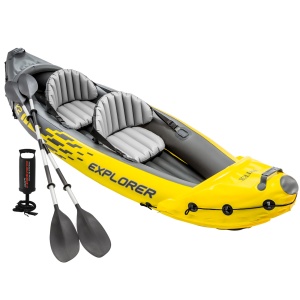 Intex 68307NP - Caiac gonflabil Explorer K2, 2 persoane, cu accesorii, PVC, galben, 312x91x51 cm - Img 1