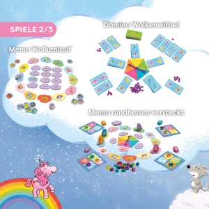 Joc de societate HABA Einhorn Glitzergluck, 9 jocuri pentru 2-4 copii, reguli simple - Img 5