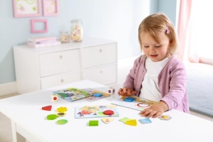 Joc educativ HABA Teddys Culori si Forme, 4 planse, 8 piese, pentru copii de la 2 ani - Img 2