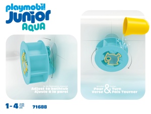 Jucarie de Baie PLAYMOBIL JUNIOR 71688 Roda cu Apa si Baby-Hai Biobazata - Img 5