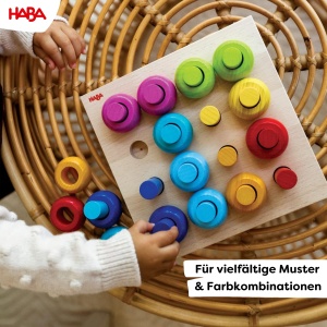 Jucarie de constructie HABA Steckspiel Farbkringel din lemn, 16 piese, invatarea culorilor - Img 4