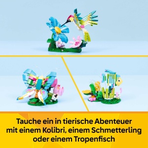 Jucarie de Constructie LEGO Creator 3in1 31384 - Kolibri Colorat, 312 Piese - Img 3