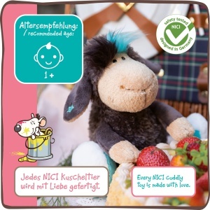 Jucarie de plus NICI Jolly Leroy 25 cm, negru cu albastru, pentru copii - Img 4