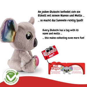 Jucarie de plus NICI Koala Miss Crayon 15 cm gri cu accente curcubeu ochi stralucitori - Img 4