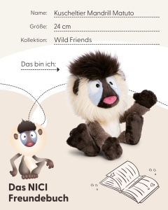 Jucarie de Plus NICI Mandrill Matuto 24cm - gri, moale, colorat - Img 6