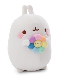 Jucarie de plus NICI Molang 61165 cu floare curcubeu alb in cutie cadou