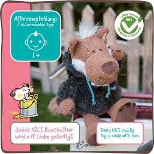 Jucarie de plus NICI Wolf Jolly Hugo 25 cm, moale, din materiale reciclate - Img 4