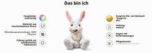 Jucarie de plus Steiff Klopfer Iepure 21cm pentru copii, moale, spalabila, alba - Img 2