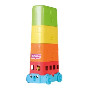 Jucarie educativa Toomies Tomy Autobuz cu blocuri colorate, pentru copii de 12 luni