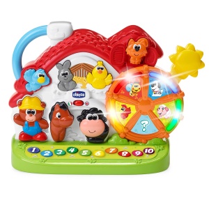 Jucarie interactiva bilinguala Chicco Ferma cu animale, lumini si sunete, 1-4 ani