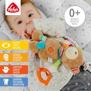 Jucarie interactiva Fehn Teddy Oskar 30 cm cu inel gingival si sunete pentru bebelusi 0 luni - Img 2