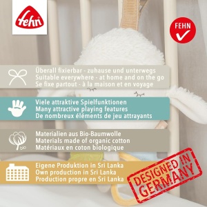 Jucarie pentru bebelusi - Oaie Activitate Fehn - din bumbac, cu sunete si accesorii - Img 6