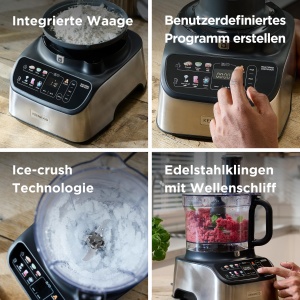 Kenwood MultiPro OneTouch FDM73.480SS - Robot de bucatarie si blender compact 2 in 1, 6 accesorii, 6 programe automate, functie de viteza variabila si puls, cantar integrat, 1000 W, argintiu - Img 4