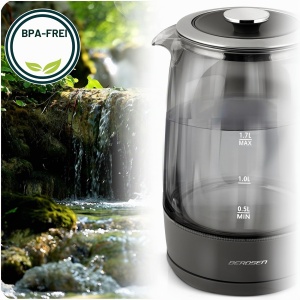 Kettle Berdsen cu temperatura reglabila, 1.7L, 1850-2200W, sticla borosilicata, gri - Img 9