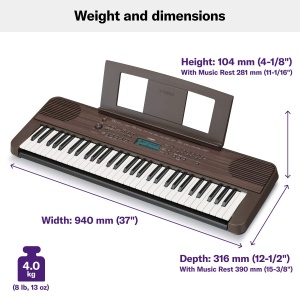 Keyboard digital Yamaha PSR-E360DW, 61 taste, culoare nuc inchis - Img 6