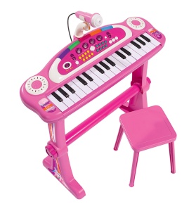 Keyboard Stand pentru copii Simba 106830690, 31 taste, cu microfon, roz - Img 1