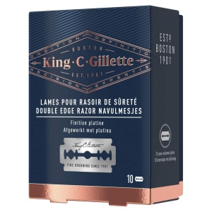 King C Gillette Lame de Ras Barbati 10 Bucati Otel Inoxidabil Precizie Platinata - Img 7