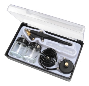 Kit Airbrush Michelin, Pistol de Vopsit cu 2 Rezervoare, Presiune Maxima 1-2 Bar, Negru