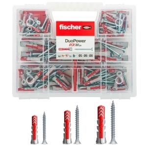 Kit de dibluri Fischer 544546 Duopower cu suruburi, 160 piese, diverse dimensiuni
