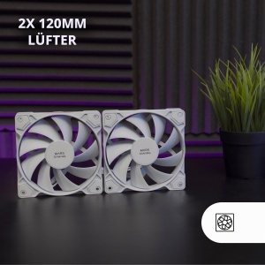 Kit de racire cu ventilatoare Mars Gaming MF-PWMX2, 2 ventilatoare de 120mm, alb - Img 2