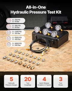 Kit de Testare a Presiunii Hidraulice VEVOR YS-0200A, 10-600 Bar, 5 Manometre - Img 2