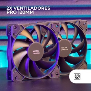 Kit racire cu ventilatoare Mars Gaming MF-PROX2, 2 ventilatoare 120mm, ultra-silentios, negru - Img 2