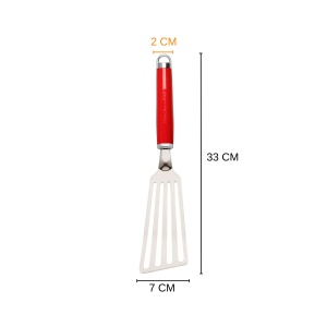 KitchenAid Spatula flexibila, spatula cu fante din otel inoxidabil - rosu imperiu, mare - Img 3
