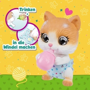 Kittens interactive de la Simba Pamper Petz Kitty cu functie de baut, ochi de somn si patut - Img 3