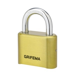 Lacat cu cod numeric GRIFEMA 4 cifre, zink, rezistent la intemperii, aurie