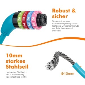 Lacat pentru bicicleta pentru copii GRIFEMA GA1205-1, 4 cifre, 10000 combinatii, diverse culori - Img 4