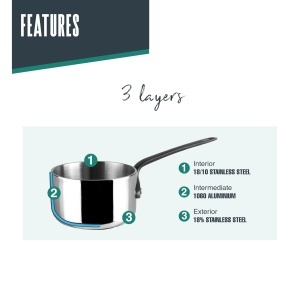 Lacor Mini Oala Trimetal 140 ml Otel Inoxidabil 1810 Maner PVD Titan - Img 4