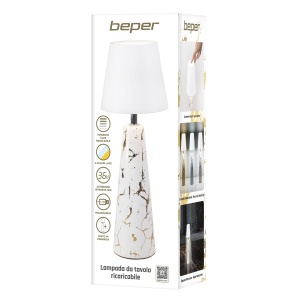 Lampa de birou Beper MARBLE, design marmorat cu detalii aurii, 3 lumini, acumulator 36h - Img 8