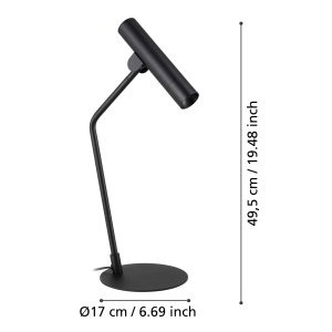 Lampa de masa LED Eglo Almudaina, design minimalist, negru, 49.5 cm - Img 4